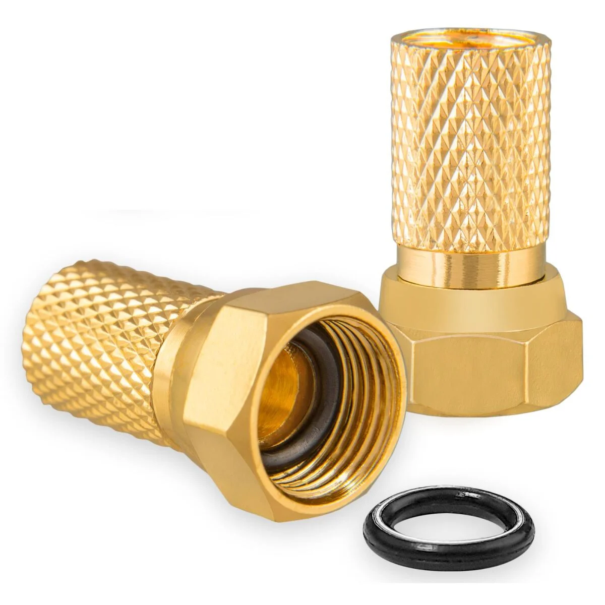 f-stecker-7mm-mit-gummidichtung-fuer-koaxialkabel-vergoldet صامولة دش تقيله - الصورة 1